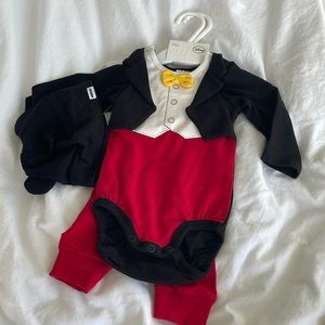 Disney size 2-4 month Mickey tuxedo, onesie  Halloween